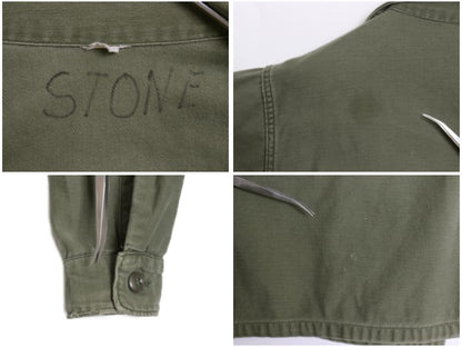 70s 米軍実物 US ARMY コットン サテン ユーティリティ シャツ M / ヴィンテージ 70年製 OG107 シャツ袖 2nd 3rd ミリタリー 軍物 カーキ
