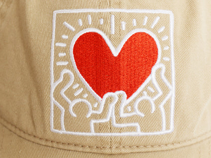 デッドストック キースへリング アート 刺繍 ベースボール キャップ フリーサイズ / 新品 帽子 オフィシャル コットン ワンポイント ハート