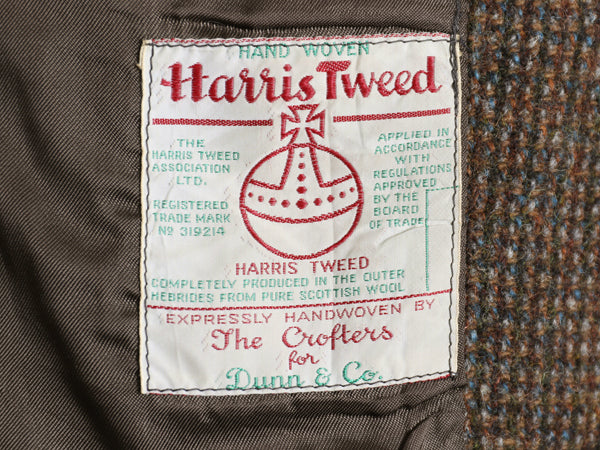 60s DUNN&Co ハリスツイード テーラード ジャケット メンズ S 古着 旧タグ ヴィンテージ ブレザー ダン社 イギリス製 厚手 ヘビーウェイト