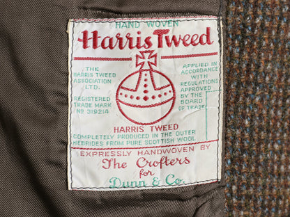 60s DUNN&Co ハリスツイード テーラード ジャケット メンズ S 古着 旧タグ ヴィンテージ ブレザー ダン社 イギリス製 厚手 ヘビーウェイト