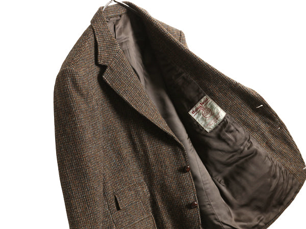 60s DUNN&Co ハリスツイード テーラード ジャケット メンズ S 古着 旧タグ ヴィンテージ ブレザー ダン社 イギリス製 厚手 ヘビーウェイト