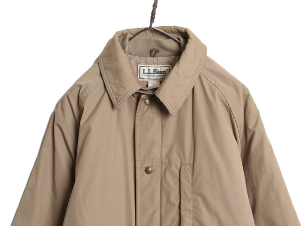 80s USA製 エルエルビーン ストーム コート メンズ L ヴィンテージ アウトドア ツイード ウール ライナー付き ロング ジャケット ベージュ