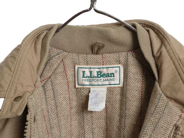 80s USA製 エルエルビーン ストーム コート メンズ L ヴィンテージ アウトドア ツイード ウール ライナー付き ロング ジャケット ベージュ