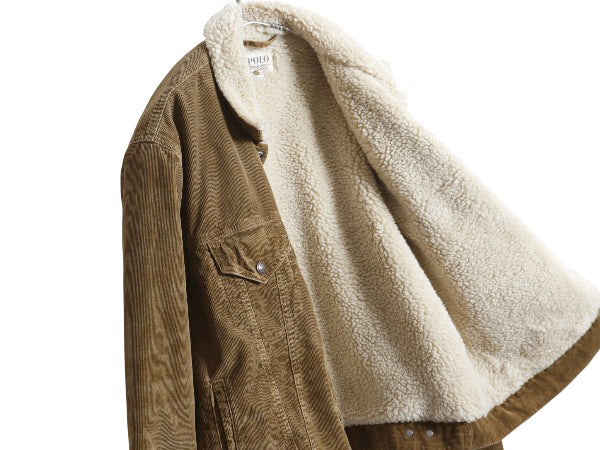 デニム&サプライ ラルフローレン 裏 ボア コーデュロイ ジャケット メンズ L ポロ ヴィンテージ 加工 パイル フリース トラッカー ブルゾン