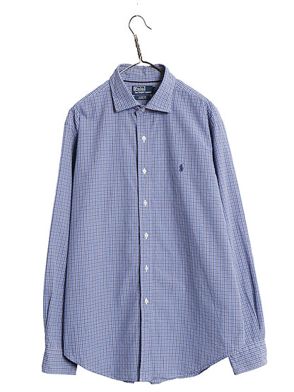 00s ポロ ラルフローレン チェック 長袖 シャツ メンズ XL / オールド コットン ワイシャツ カジュアル ドレス ワンポイント 大きいサイズ