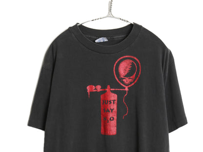 90s USA製 ★ グレイトフルデッド スカル ジョーク イラスト プリント Tシャツ メンズ L / オールド チャンピオン 当時物 バンド ロック 黒