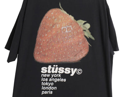 ステューシー ストロベリー イラスト プリント Tシャツ メンズ L 古着 ヘビーウェイト コットン イチゴ グラフィック アート ロゴ ブラック
