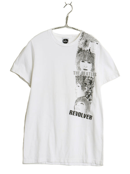 00s ビートルズ イラスト プリント Tシャツ メンズ S オールド アップル オフィシャル バンド ロック REVOLVER グラフィック モノトーン 白