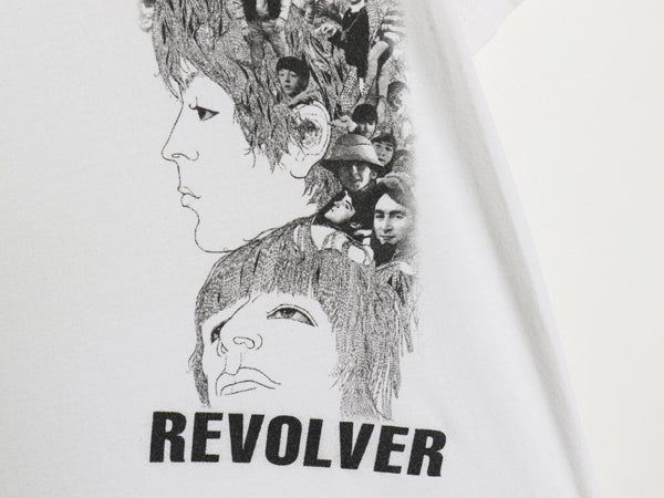 00s ビートルズ イラスト プリント Tシャツ メンズ S オールド アップル オフィシャル バンド ロック REVOLVER グラフィック モノトーン 白
