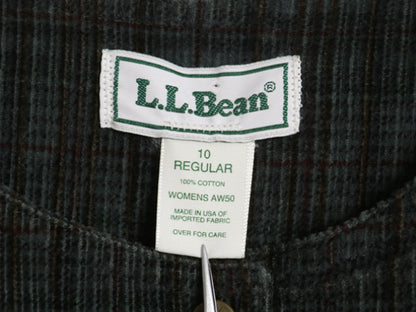 90s USA製 エルエルビーン 細畝 コーデュロイ ジャンパー スカート レディース M 古着 オールド チェック ひざ丈 ワンピース プルオーバー