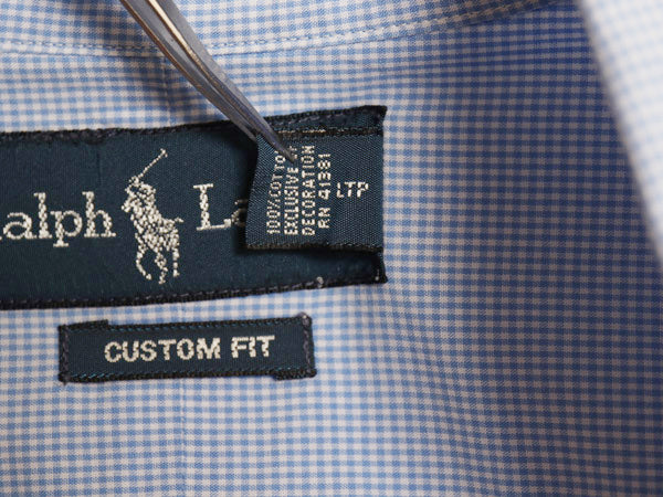00s ラルフローレン ギンガム ピン チェック 長袖 ボタンダウン シャツ メンズ XL オールド ポロ CUSTOM FIT コットン ポニー 大きいサイズ