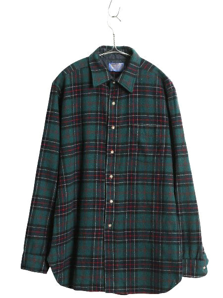 70s USA製 ペンドルトン チェック 長袖 ウール シャツ メンズ L ヴィンテージ 長袖シャツ ポケット付き マルチカラー カジュアル トラッド