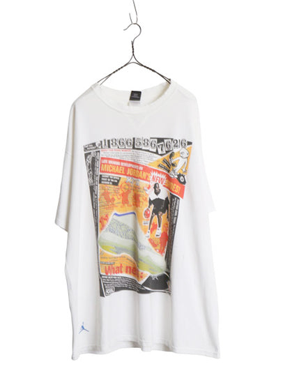 90s ★ ナイキ AIR JORDAN 11 EI マイケル ジョーダン プリント Tシャツ メンズ XL 古着 オールド 当時物 オフィシャル NBA バスケ 前V 白