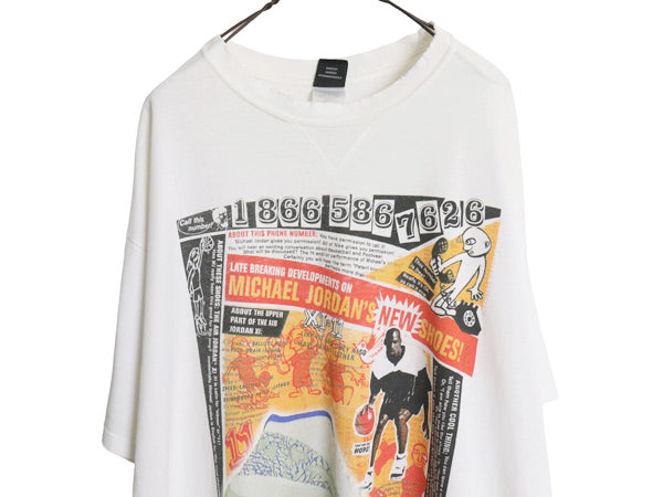 90s ★ ナイキ AIR JORDAN 11 EI マイケル ジョーダン プリント Tシャツ メンズ XL 古着 オールド 当時物 オフィシャル NBA バスケ 前V 白