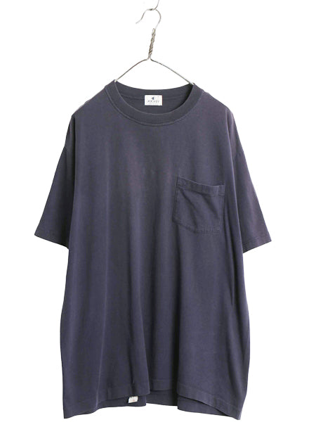 90s USA製 ジョッキー ポケット付き 無地 半袖 Tシャツ メンズ XL / 古着 オールド ポケT ブランク カットソー トップス 大きいサイズ 紺