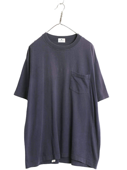 90s USA製 ジョッキー ポケット付き 無地 半袖 Tシャツ メンズ XL / 古着 オールド ポケT ブランク カットソー トップス 大きいサイズ 紺