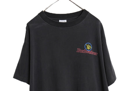 90s USA製 ★ バドワイザー カエル イラスト プリント Tシャツ メンズ XL / 古着 オールド グラフィック ビール 企業物 当時物 アニマル 黒