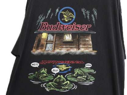 90s USA製 ★ バドワイザー カエル イラスト プリント Tシャツ メンズ XL / 古着 オールド グラフィック ビール 企業物 当時物 アニマル 黒