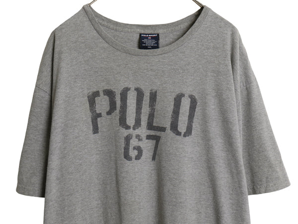 90s ポロスポーツ ラルフローレン プリント 半袖 Tシャツ メンズ XXL オールド ポロ ステンシル カットソー ゆったり 大きいサイズ グレー