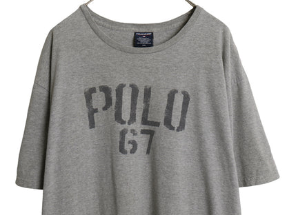 90s ポロスポーツ ラルフローレン プリント 半袖 Tシャツ メンズ XXL オールド ポロ ステンシル カットソー ゆったり 大きいサイズ グレー