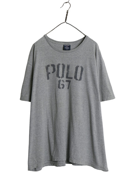 90s ポロスポーツ ラルフローレン プリント 半袖 Tシャツ メンズ XXL オールド ポロ ステンシル カットソー ゆったり 大きいサイズ グレー