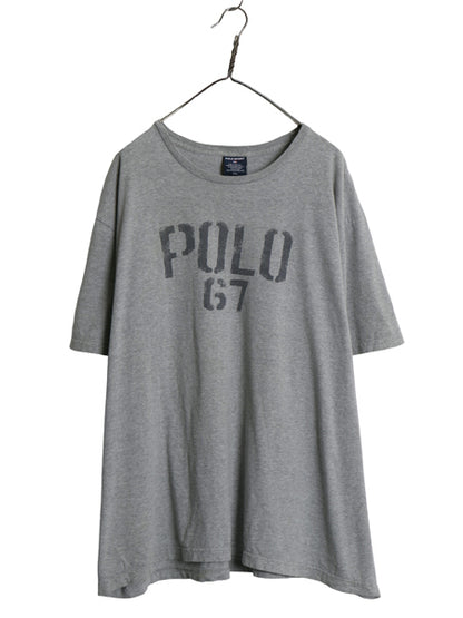 90s ポロスポーツ ラルフローレン プリント 半袖 Tシャツ メンズ XXL オールド ポロ ステンシル カットソー ゆったり 大きいサイズ グレー