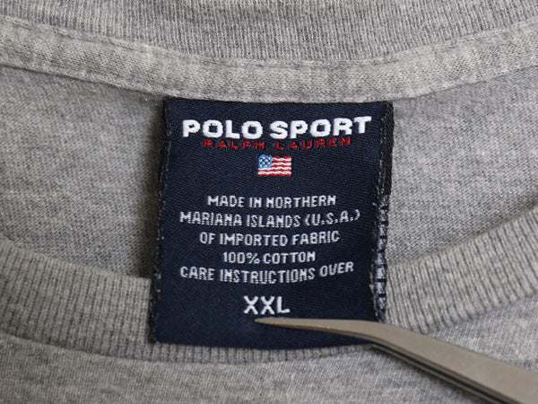 90s ポロスポーツ ラルフローレン プリント 半袖 Tシャツ メンズ XXL オールド ポロ ステンシル カットソー ゆったり 大きいサイズ グレー