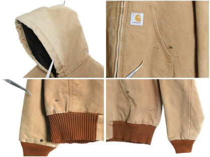 雰囲気系 USA製 カーハート アクティブ ジャケット メンズ L 程/ ワーク ダック パーカー 中綿 キルティング ライナー ブルゾン フルジップ