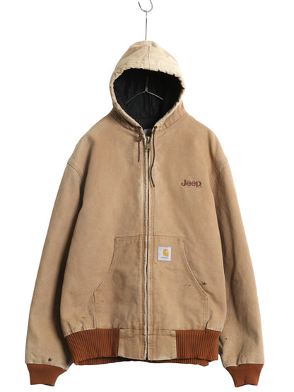 雰囲気系 USA製 カーハート アクティブ ジャケット メンズ L 程/ ワーク ダック パーカー 中綿 キルティング ライナー ブルゾン フルジップ