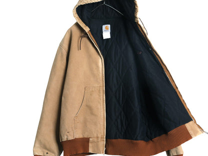 雰囲気系 USA製 カーハート アクティブ ジャケット メンズ L 程/ ワーク ダック パーカー 中綿 キルティング ライナー ブルゾン フルジップ