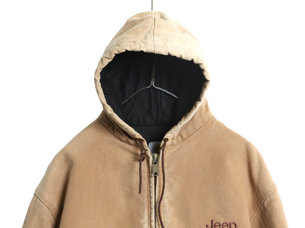 雰囲気系 USA製 カーハート アクティブ ジャケット メンズ L 程/ ワーク ダック パーカー 中綿 キルティング ライナー ブルゾン フルジップ