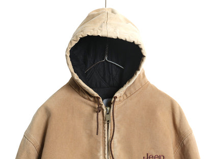 雰囲気系 USA製 カーハート アクティブ ジャケット メンズ L 程/ ワーク ダック パーカー 中綿 キルティング ライナー ブルゾン フルジップ