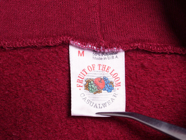 90s USA製 フルーツオブザルーム フルジップ 無地 スウェット フード パーカー メンズ レディース M オールド トレーナー 裏起毛 シンプル