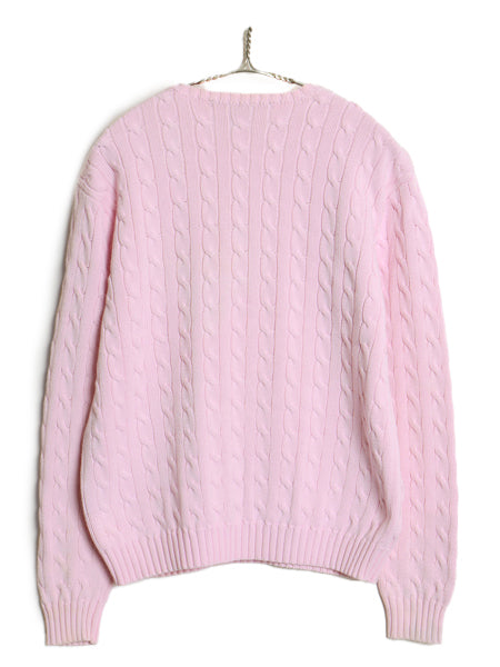 ラルフローレン コットン ケーブル ニット セーター レディース S ポロ スポーツ 長袖ニット ワンポイント クルーネック シンプル きれいめ