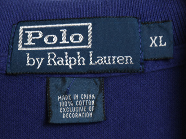 00s ポロ ラルフローレン 鹿の子 半袖 ポロシャツ メンズ XL オールド 半袖シャツ コットン カットソー ワンポイント 大きいサイズ ブルー
