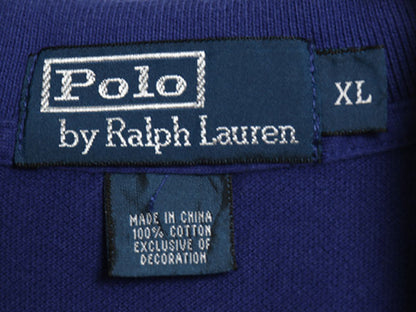 00s ポロ ラルフローレン 鹿の子 半袖 ポロシャツ メンズ XL オールド 半袖シャツ コットン カットソー ワンポイント 大きいサイズ ブルー