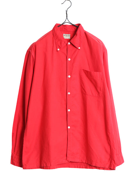 60s USA製 ★ マクレガー 3点留め ボタンダウン シャツ メンズ M / ヴィンテージ 長袖シャツ アイビー トラッド ボックス コットン 無地 赤