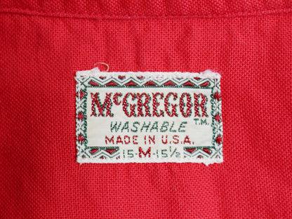 60s USA製 ★ マクレガー 3点留め ボタンダウン シャツ メンズ M / ヴィンテージ 長袖シャツ アイビー トラッド ボックス コットン 無地 赤