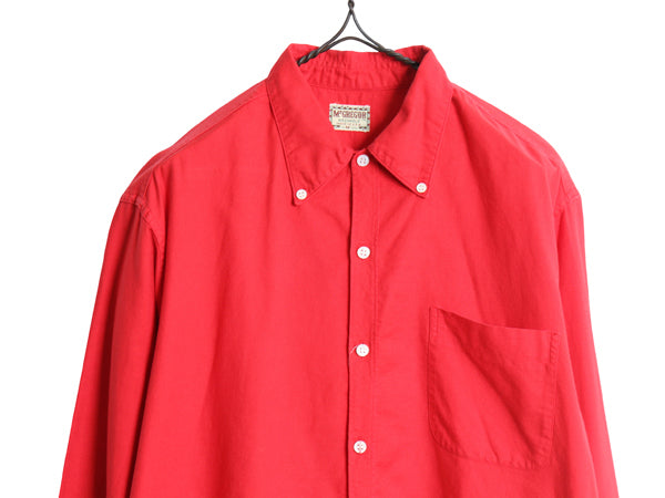 60s USA製 ★ マクレガー 3点留め ボタンダウン シャツ メンズ M / ヴィンテージ 長袖シャツ アイビー トラッド ボックス コットン 無地 赤