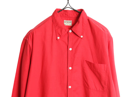 60s USA製 ★ マクレガー 3点留め ボタンダウン シャツ メンズ M / ヴィンテージ 長袖シャツ アイビー トラッド ボックス コットン 無地 赤