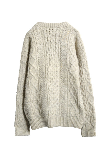 80s ブルックスブラザーズ ケーブル ニット セーター XL メンズ L 程/ ヴィンテージ ウール フィッシャーマン ヘビーウェイト ナチュラル