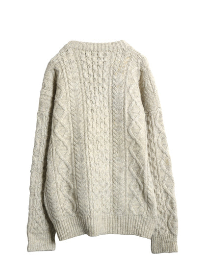 80s ブルックスブラザーズ ケーブル ニット セーター XL メンズ L 程/ ヴィンテージ ウール フィッシャーマン ヘビーウェイト ナチュラル