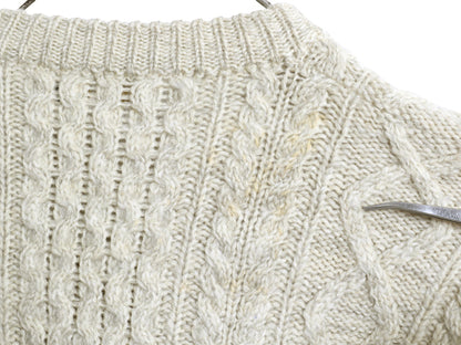 80s ブルックスブラザーズ ケーブル ニット セーター XL メンズ L 程/ ヴィンテージ ウール フィッシャーマン ヘビーウェイト ナチュラル