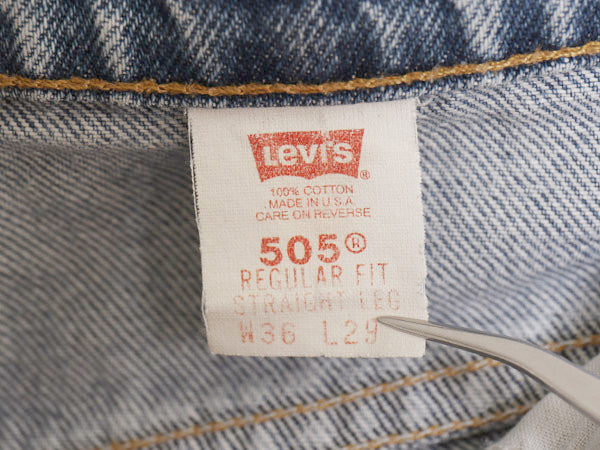 90s USA製 リーバイス 505 デニム パンツ メンズ 36 29 / オールド スリム テーパード ストレート ジーンズ ジーパン ヒゲ アタリ ボトムス