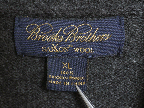ブルックスブラザーズ サクソン ウール ショールカラー ニット セーター メンズ XL / 古着 チェック プルオーバー モノトーン 大きいサイズ