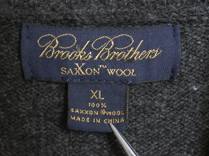 ブルックスブラザーズ サクソン ウール ショールカラー ニット セーター メンズ XL / 古着 チェック プルオーバー モノトーン 大きいサイズ