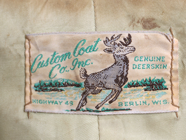 50s 60s Custom Coat Co 本革 レザー テーラード ジャケット メンズ M 程 ヴィンテージ 革ジャン ブレザー ディアスキン 鹿革 シンプル 茶