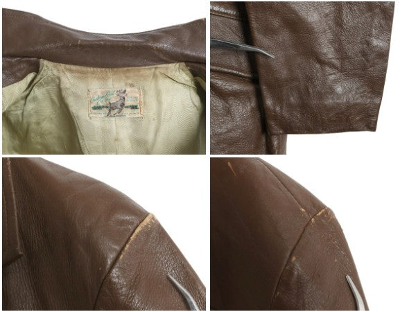 50s 60s Custom Coat Co 本革 レザー テーラード ジャケット メンズ M 程 ヴィンテージ 革ジャン ブレザー ディアスキン 鹿革 シンプル 茶