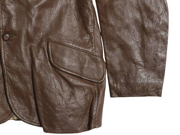 50s 60s Custom Coat Co 本革 レザー テーラード ジャケット メンズ M 程 ヴィンテージ 革ジャン ブレザー ディアスキン 鹿革 シンプル 茶