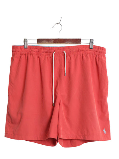 ポロ ラルフローレン ナイロン ショートパンツ メンズ XL / サーフ スイム ショーツ 短パン 海パン 水陸両用 インナー付き 大きいサイズ 赤